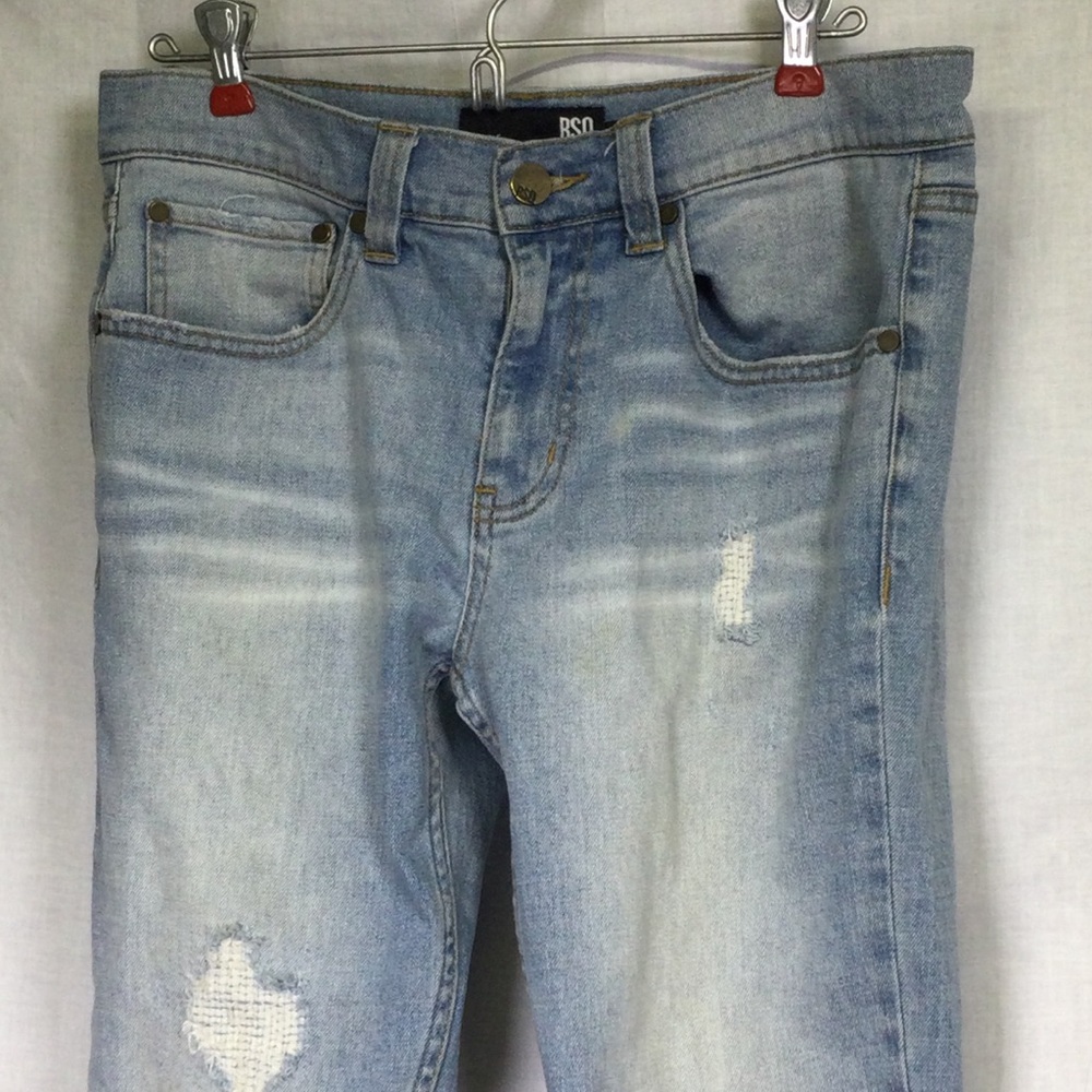 RSQ Mens Seattle Skinny Tapered Distressed Light Wash Blue Jeans Sz 30 - Picture 2 of 9